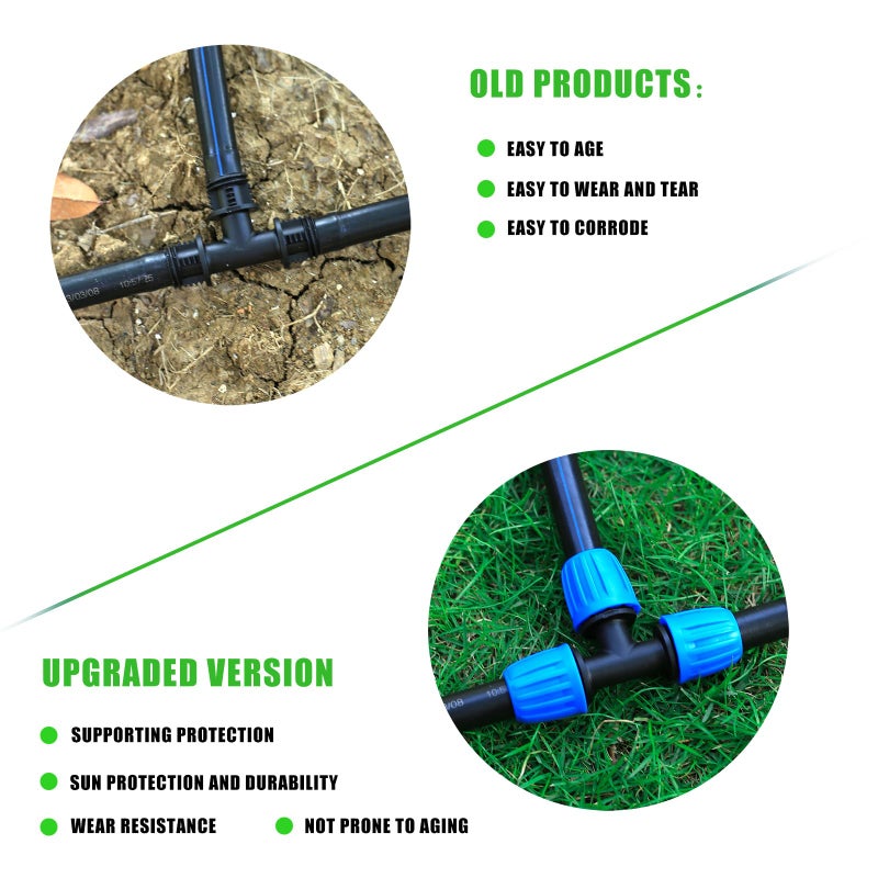 FULAIERGD 1/2"" Drip Irrigation Lock Barbed Tee Connectors 1/2 inch PE Tubing (OD 0.620 in.ID is 0.520. in), Anti-Drop Straight Tee For Irrigation Tubing Fittings (8 Pcs Blue) - Image 4